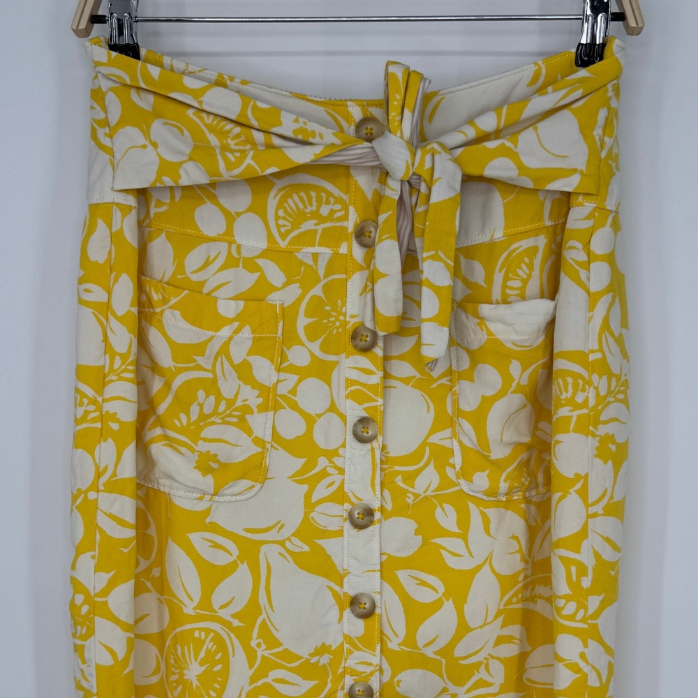 Anthropologie 44 of 52 Conversations Yellow Fruit Print Skirt Size 6 Tropical - Picture 5 of 12